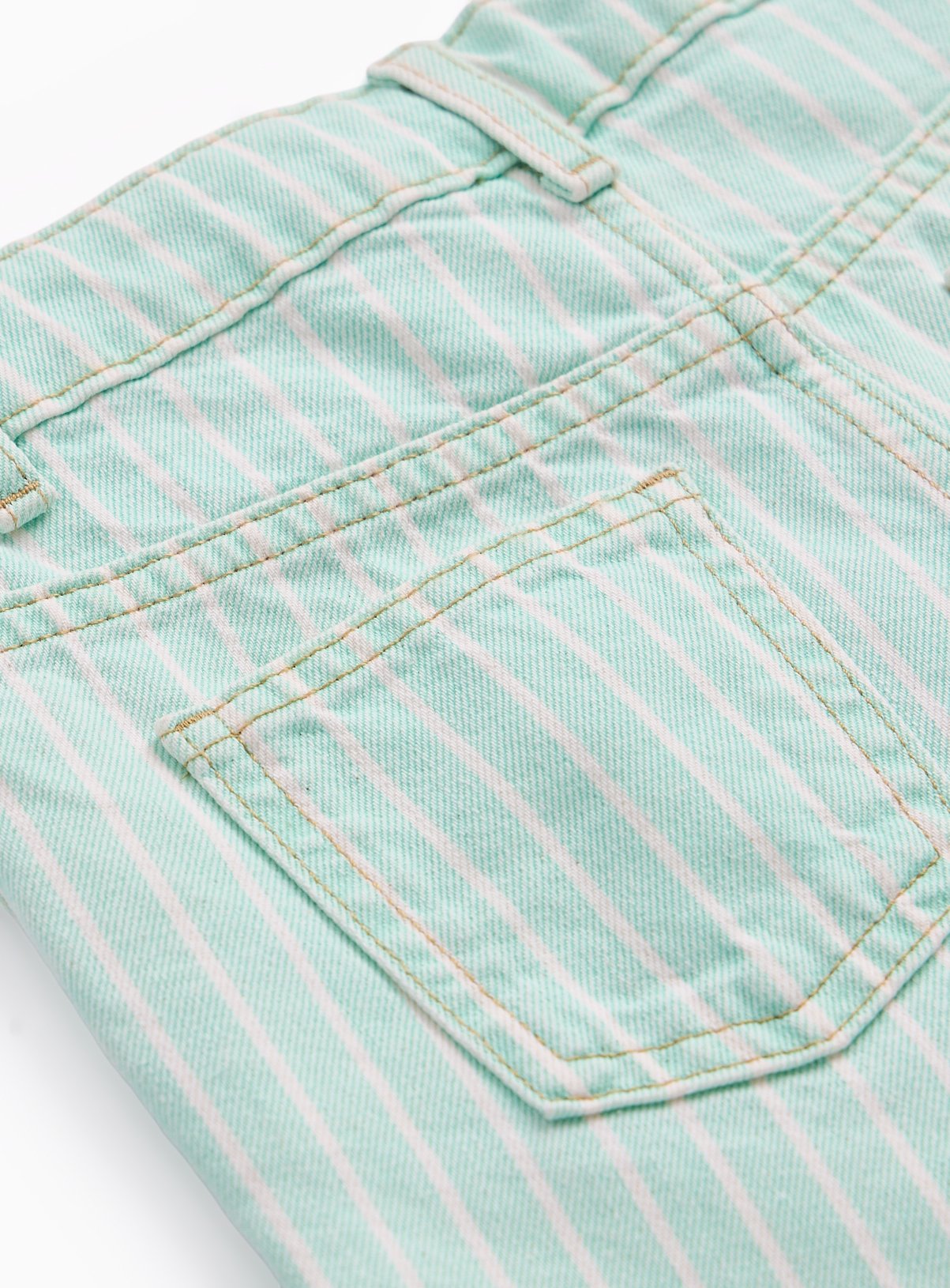 Light Green Stripe Print Denim Shorts 5 years - Image 2 thumbnail